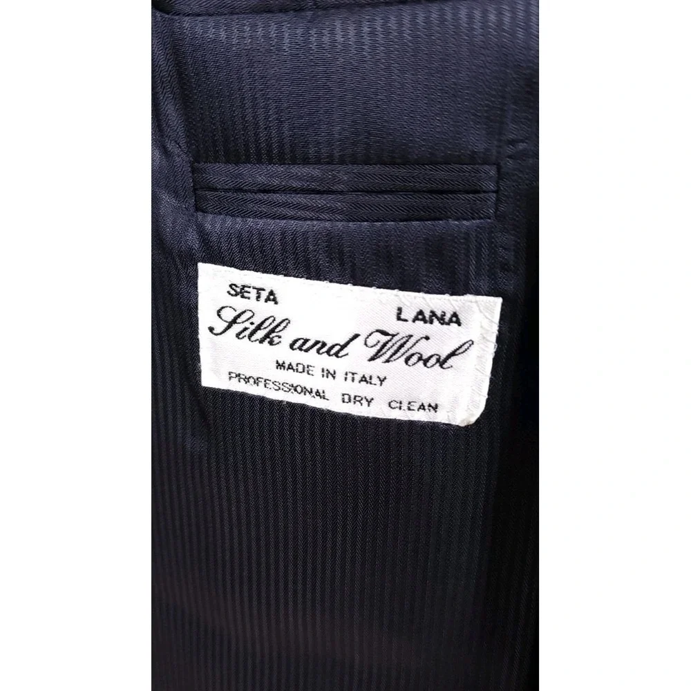 Extrema Zanetti Parma Mens Blazer Suit Jacket Wool Silk Blue‎ Check Italy 44L